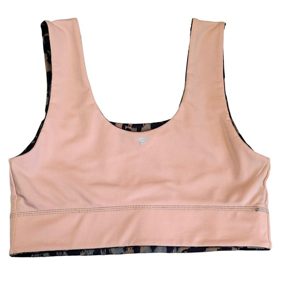 Fabletics Harlow Sz L Reversible Medium Impact Sports Bra Wild Camo Gaia Peach - Picture 3 of 5